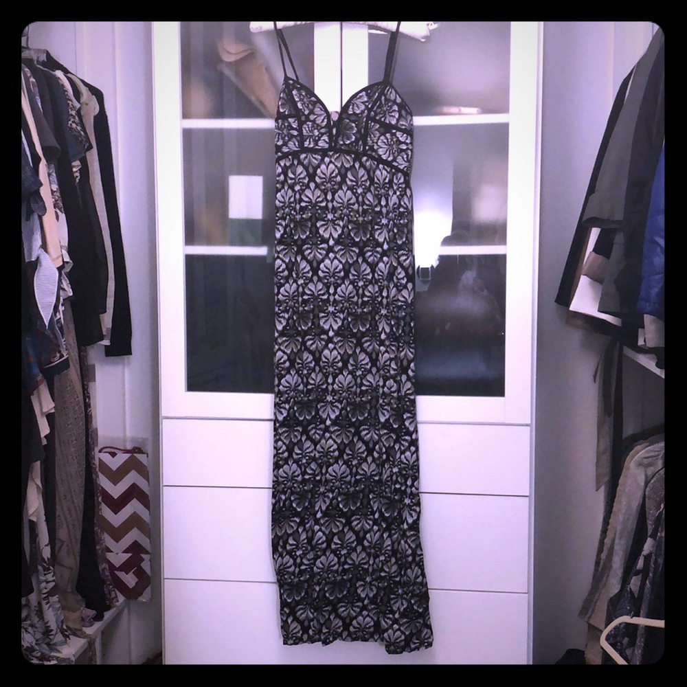 Black and grey maxi dress